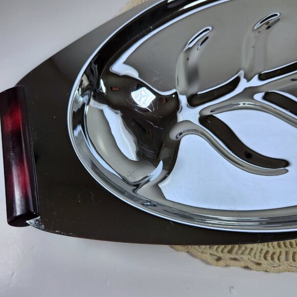 Gourmates Glo Hill Large Serving Tray Meat Platter Cherry Bakelite Handles Feet - Picture 4 of 12